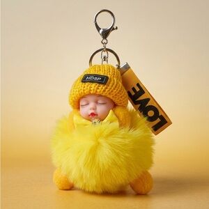 Yellow Fluffy Keychain